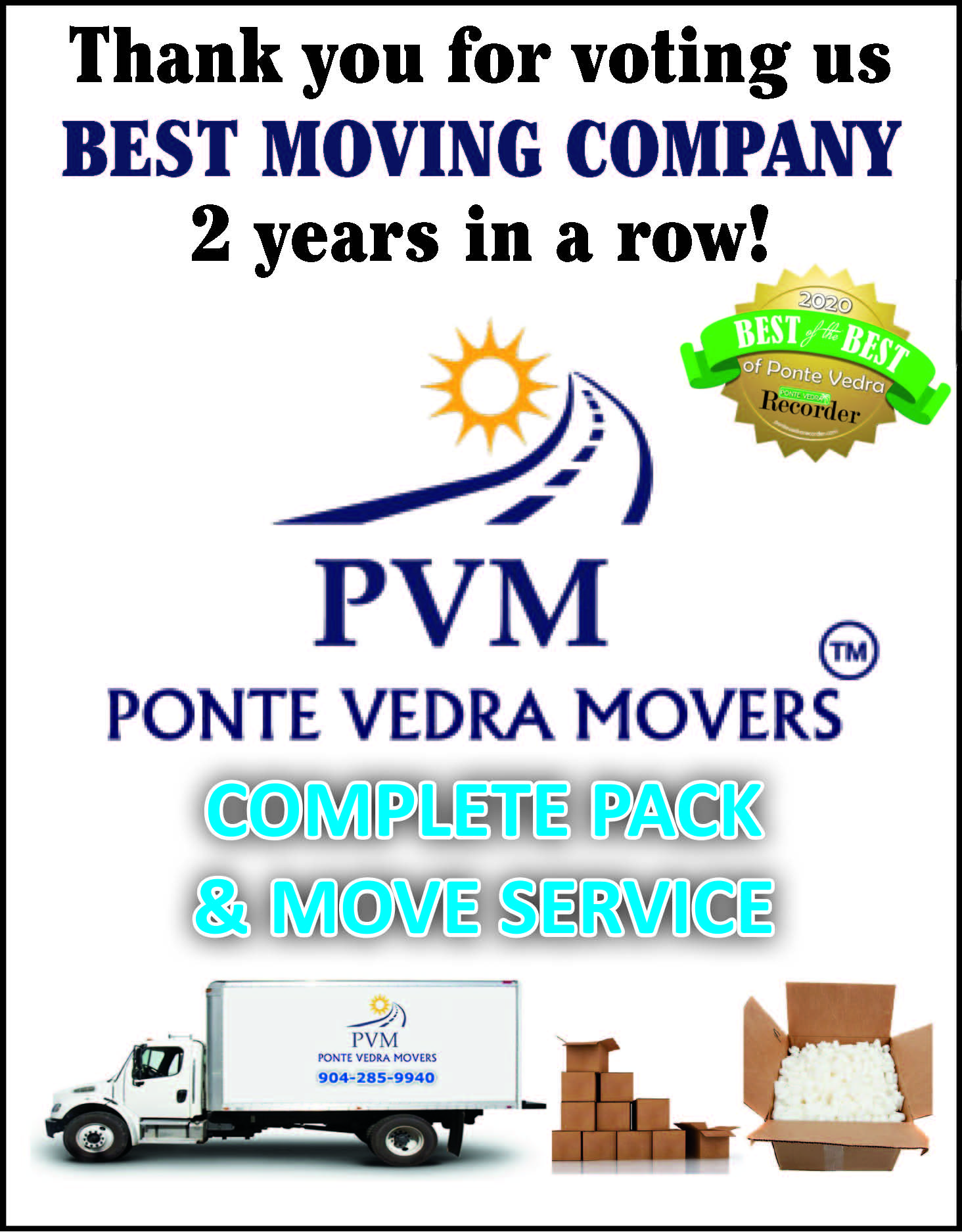 Best Moving Company 2 years in a row